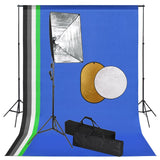 VidaXL Fotostudioset met softboxlampen, achtergrond en reflector