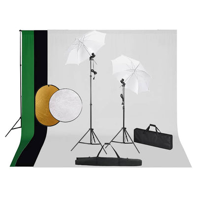 Vidaxl fotostudioset met lampen, paraplu's, achtergrond en reflector