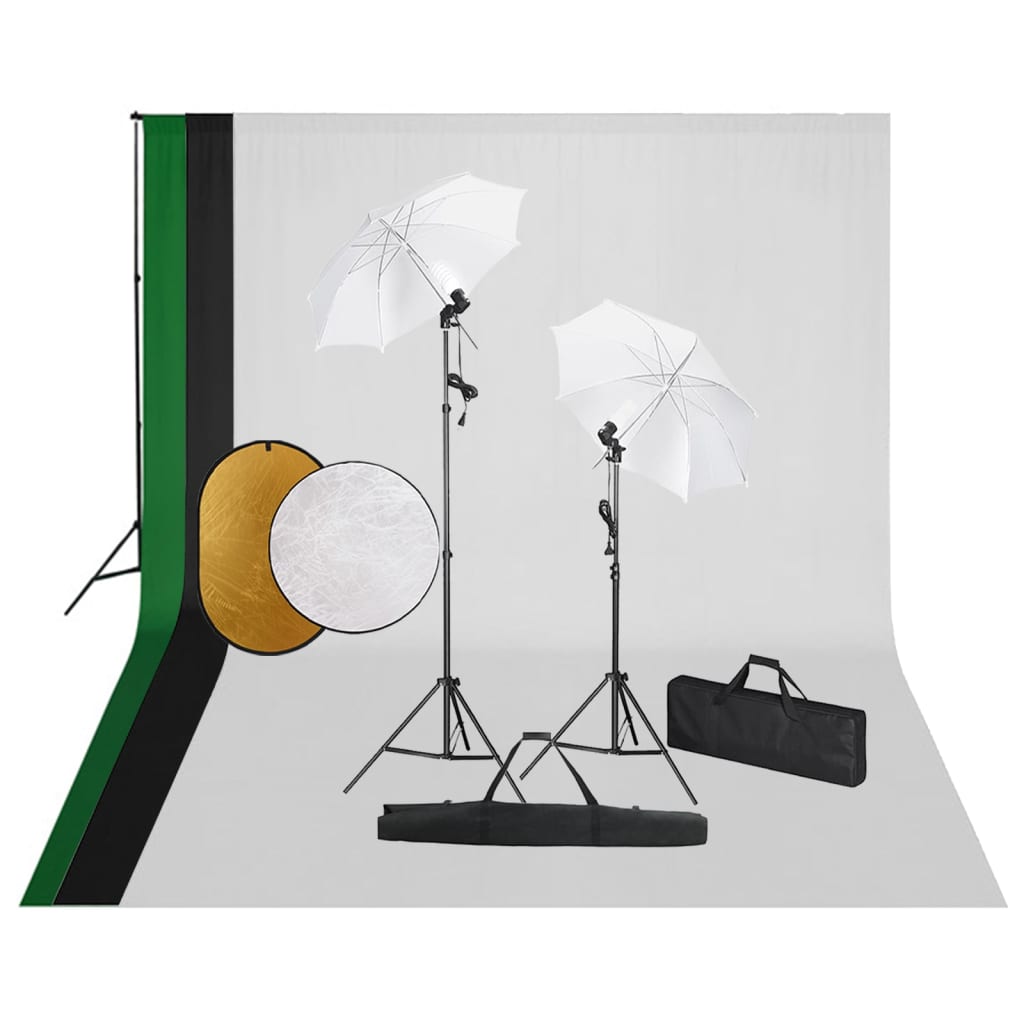 VidaXL Fotostudioset met lampen, achtergrond en reflector