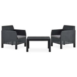 Vidaxl 3-delige loungeset met kussens pp rattan antracietkleurig