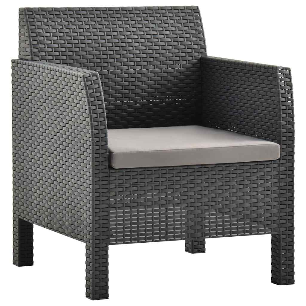 Vidaxl 3-delige loungeset met kussens pp rattan antracietkleurig