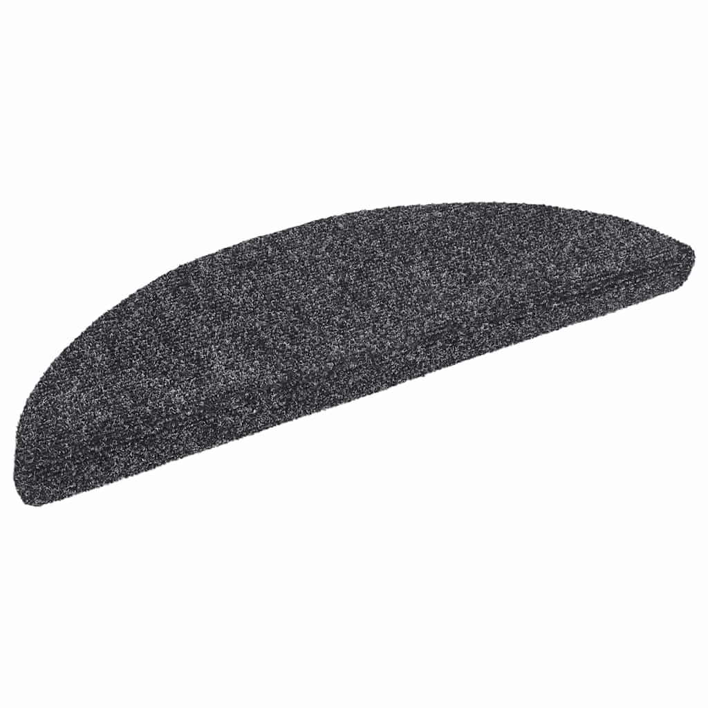 Vidaxl trapmatten zelfklevend 10 stuks 56x17x3 cm donkergrijs halfrond