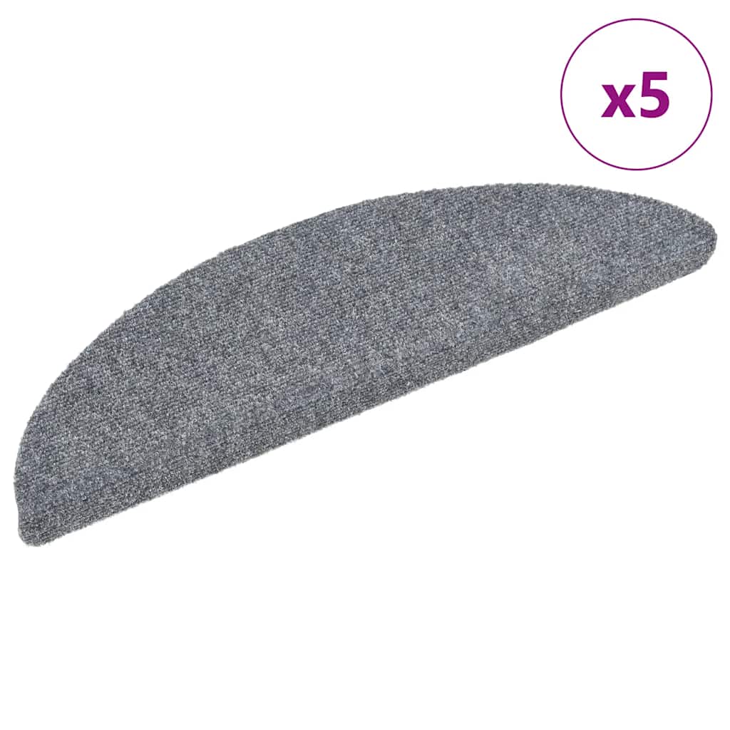Vidaxl trapmatten zelfklevend 5 stuks 56x17x3 cm lichtgrijs halfrond