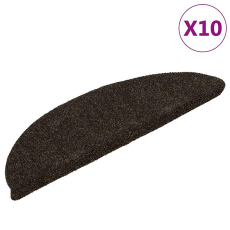 Vidaxl trapmatten zelfklevend 10 st 56x17x3 cm donkerbruin halfrond