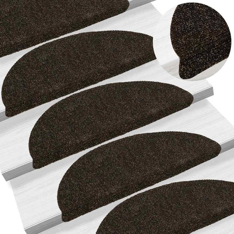 Vidaxl trapmatten zelfklevend 10 st 56x17x3 cm donkerbruin halfrond