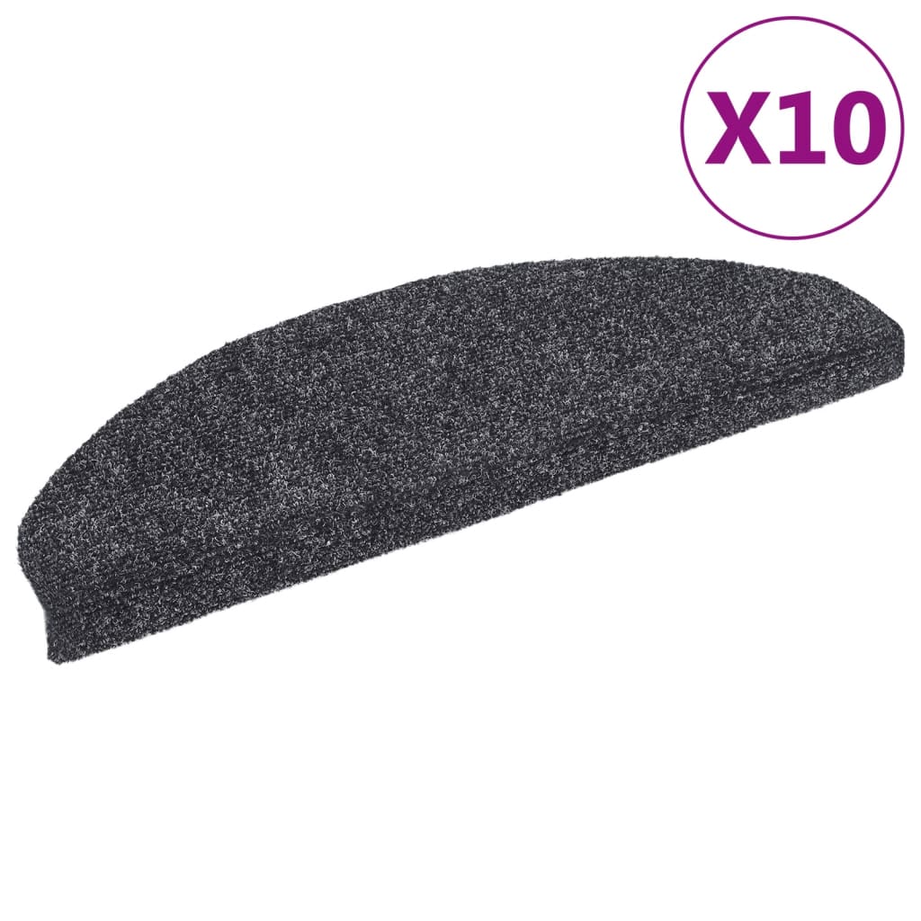 Vidaxl trapmatten zelfklevend 10 st 65x21x4 cm donkergrijs halfrond groot