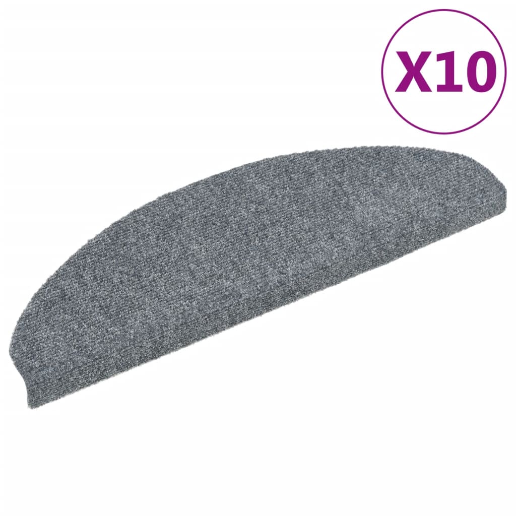 Vidaxl trapmatten zelfklevend 10 st 65x21x4 cm lichtgrijs halfrond groot