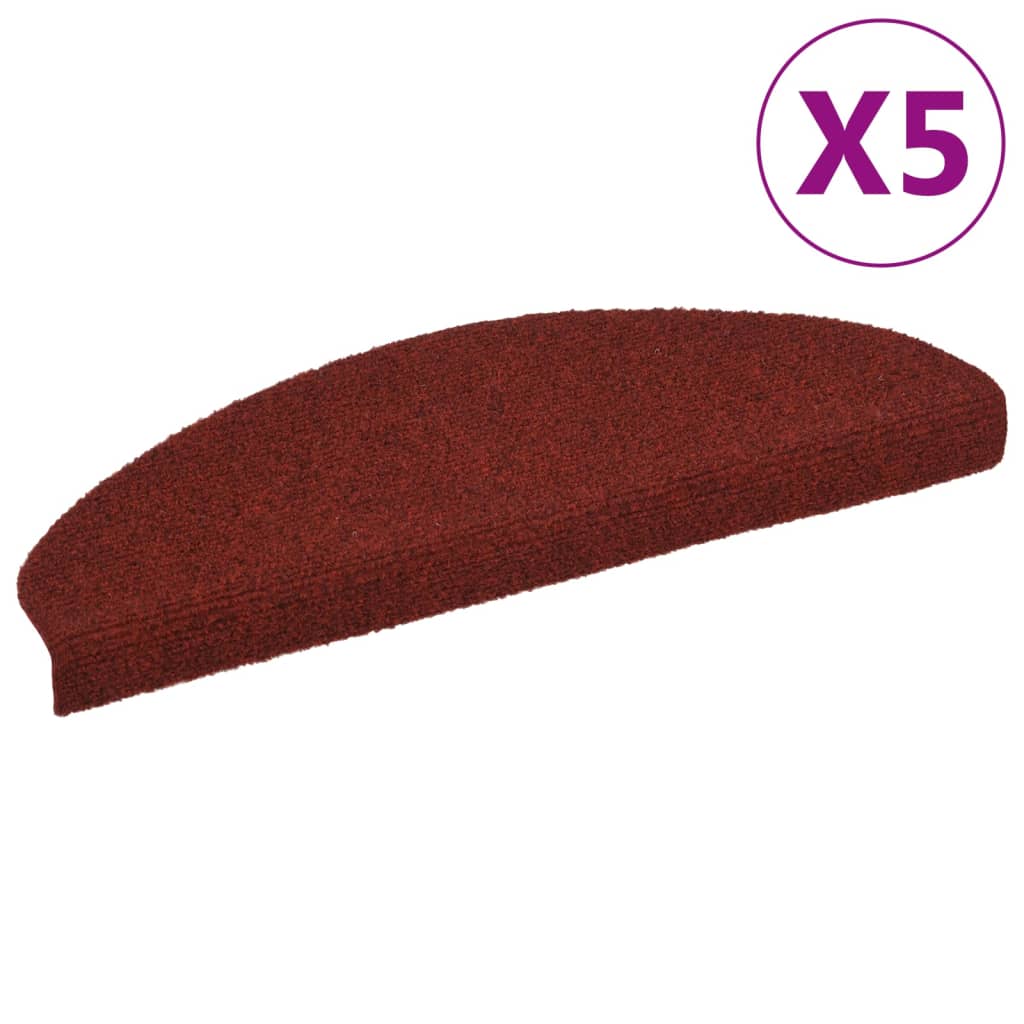 Vidaxl trapmatten zelfklevend 5 st 65x21x4 cm naaldvilt rood