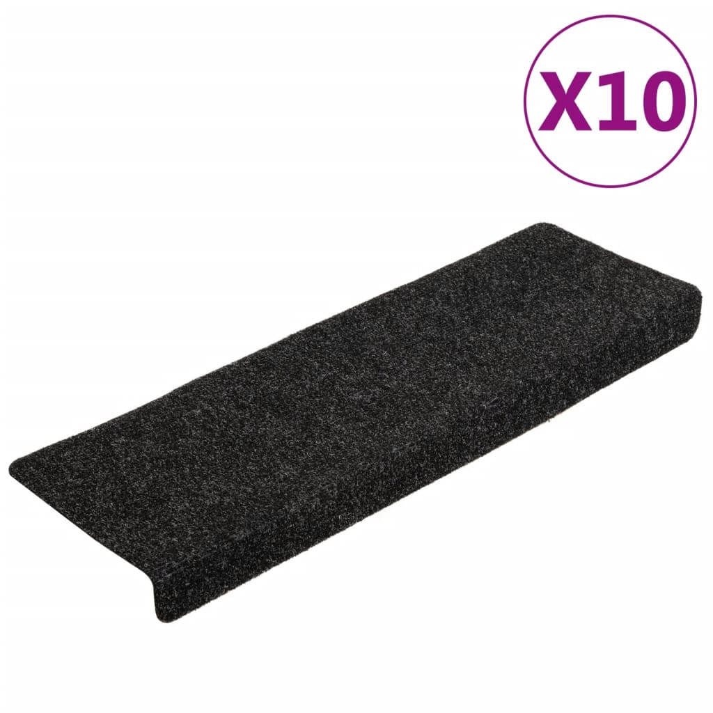 Vidaxl trapmatten 10 st 65x21x4 cm naaldvilt zwart