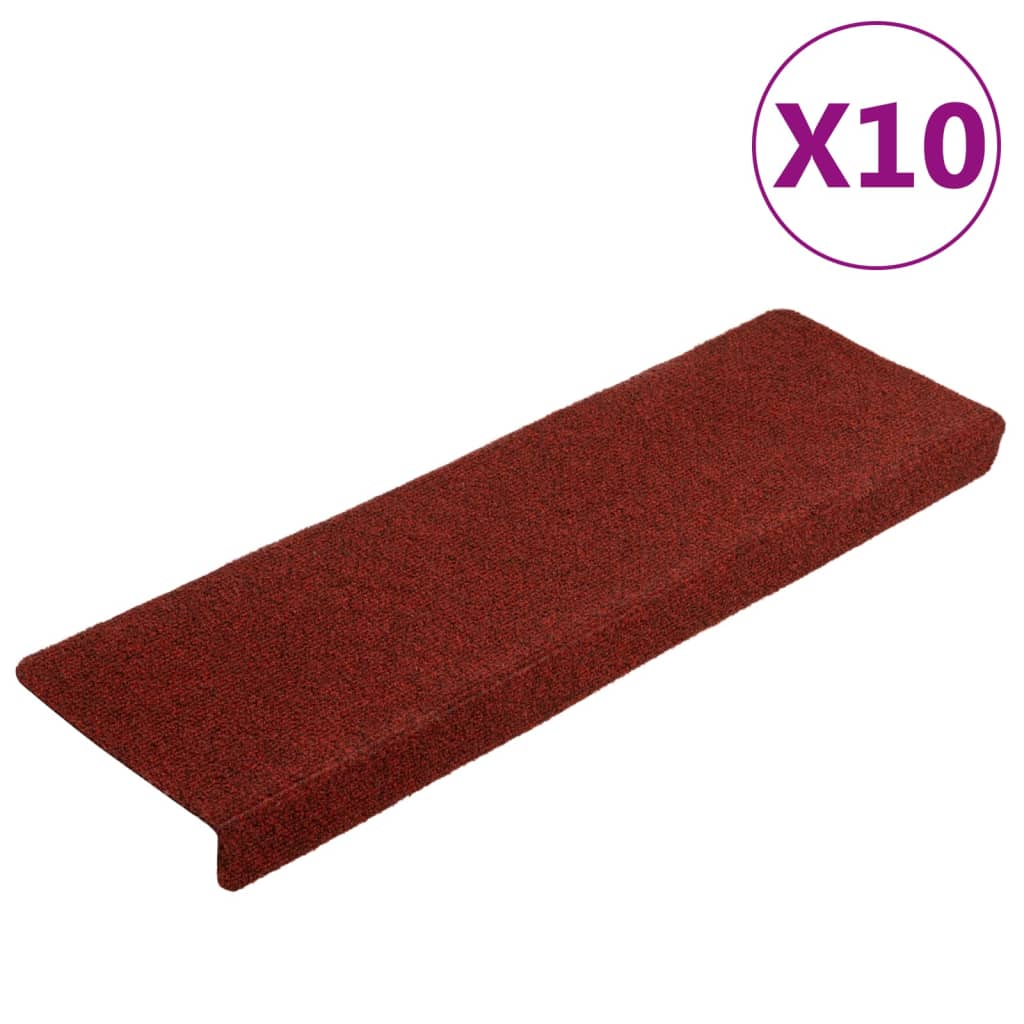 Vidaxl trapmatten 10 st 65x21x4 cm naaldvilt bordeauxrood