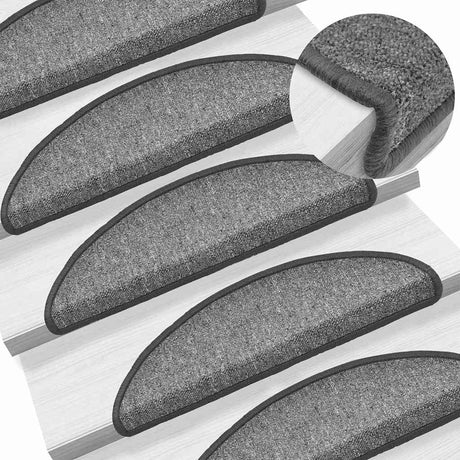 Vidaxl trapmatten 10 st 56x17x3 cm donkergrijs halfrond