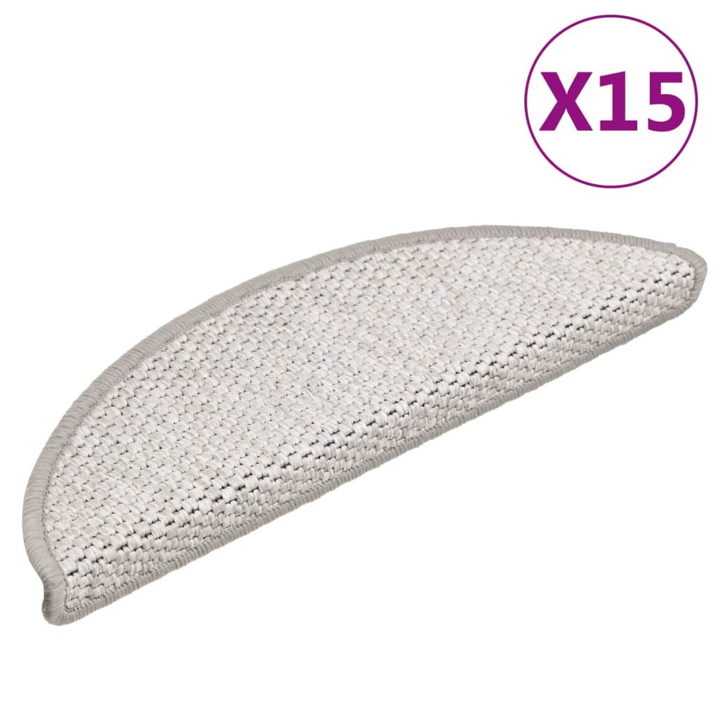 Vidaxl trapmatten zelfklevend 15 st sisal-look 56x17x3 cm platinakleur