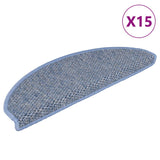 Vidaxl trapmatten zelfklevend 15 st sisal-look 56x17x3 cm blauw