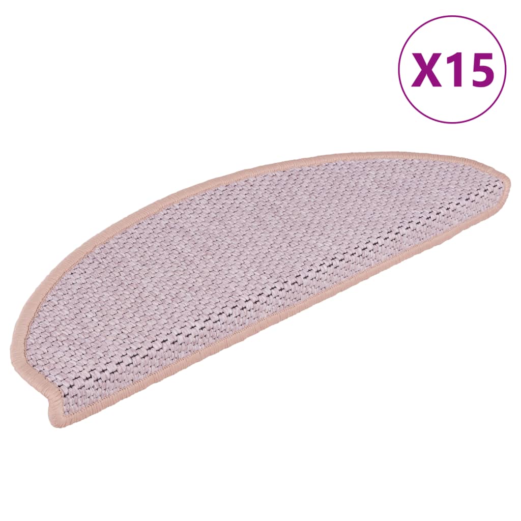 Vidaxl trapmatten zelfklevend 15 st sisal-look 56x17x3 cm roze