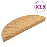 VidaXL Trapmatten zelfklevend 15 st sisal-look 56x17x3 cm sisalkleurig