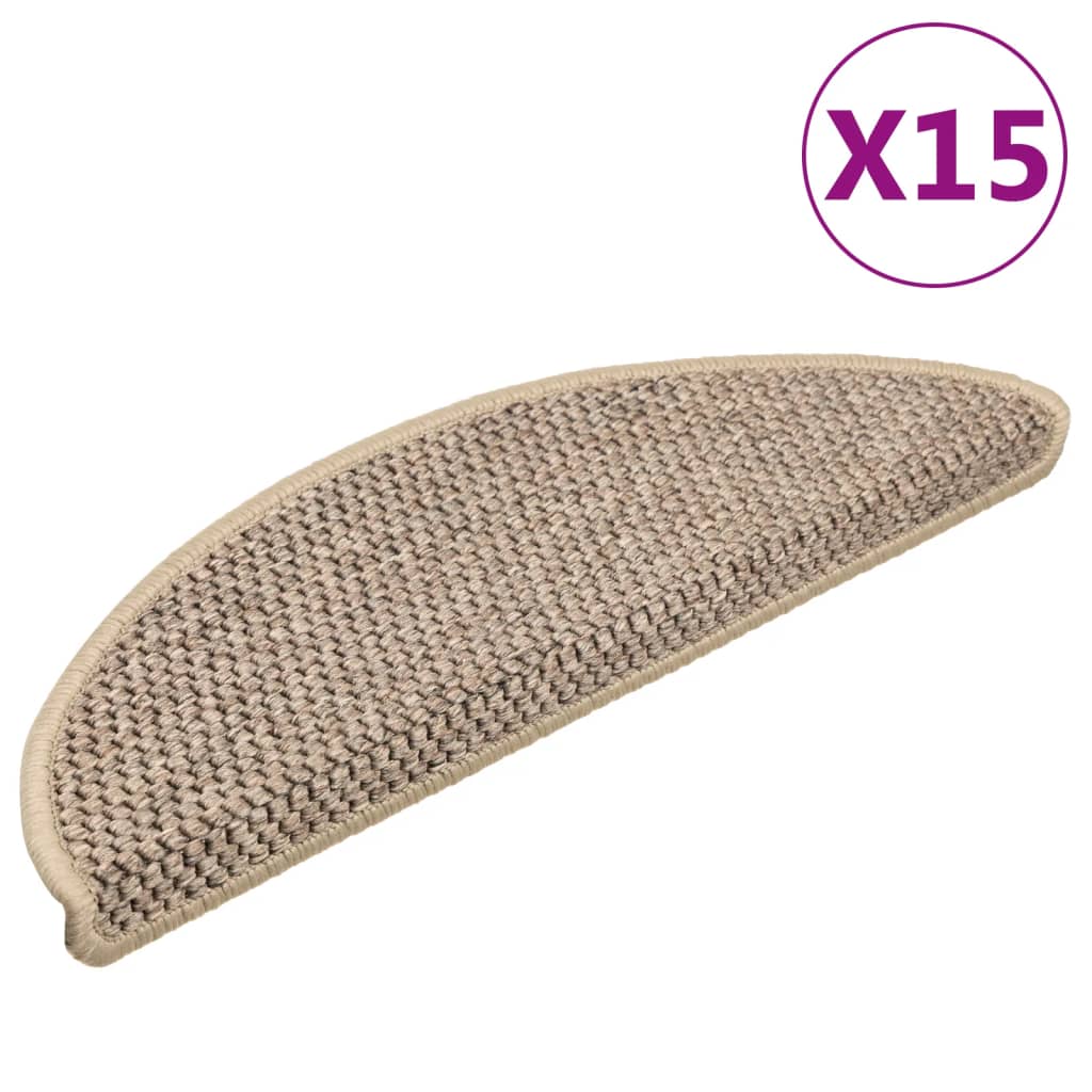 Vidaxl trapmatten zelfklevend 15 st sisal-look 56x17x3 cm donkerbeige