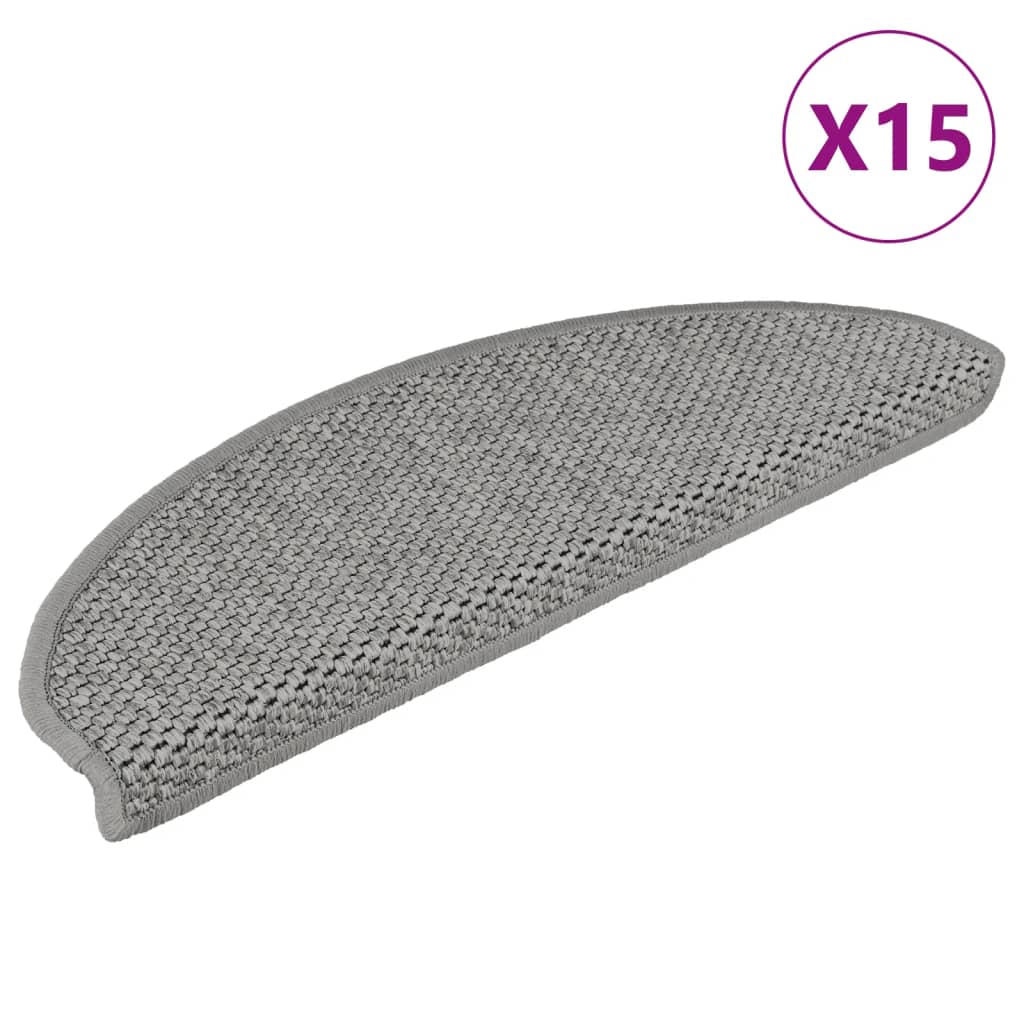 Vidaxl trapmatten zelfklevend 15 st sisal-look 65x21x4cm zilverkleurig