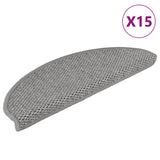 Vidaxl trapmatten zelfklevend 15 st sisal-look 65x21x4cm zilverkleurig