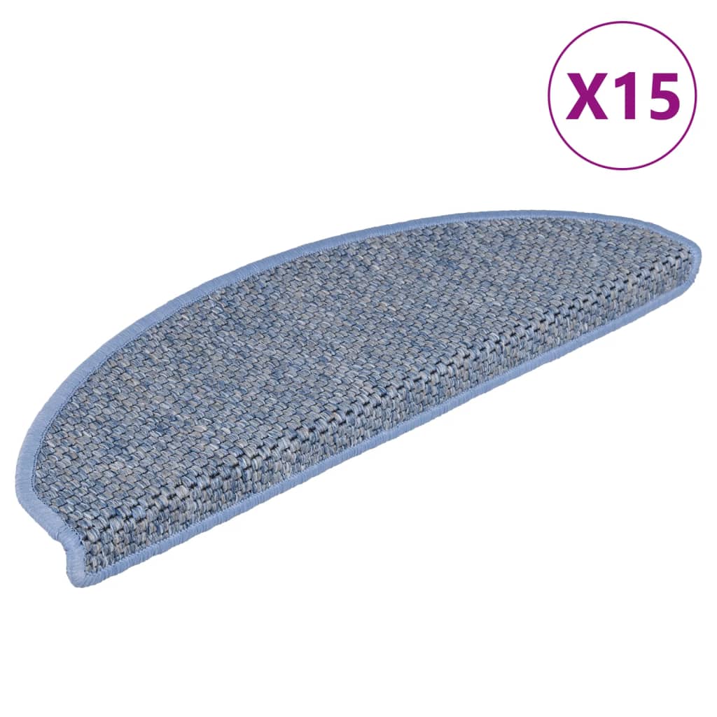 Vidaxl trapmatten zelfklevend 15 st sisal-look 65x21x4 cm blauw