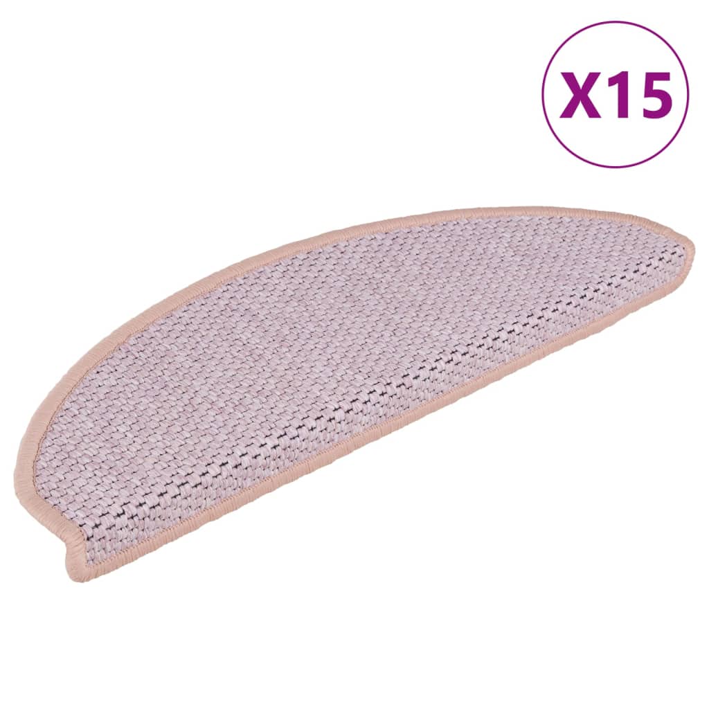 Vidaxl trapmatten zelfklevend 15 st sisal-look 65x21x4 cm roze