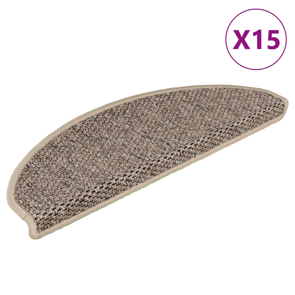 Vidaxl trapmatten zelfklevend 15 st sisal-look 65x21x4 cm donkerbeige