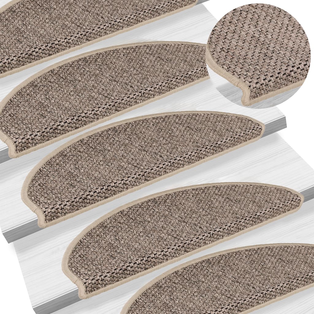 Vidaxl trapmatten zelfklevend 15 st sisal-look 65x21x4 cm donkerbeige