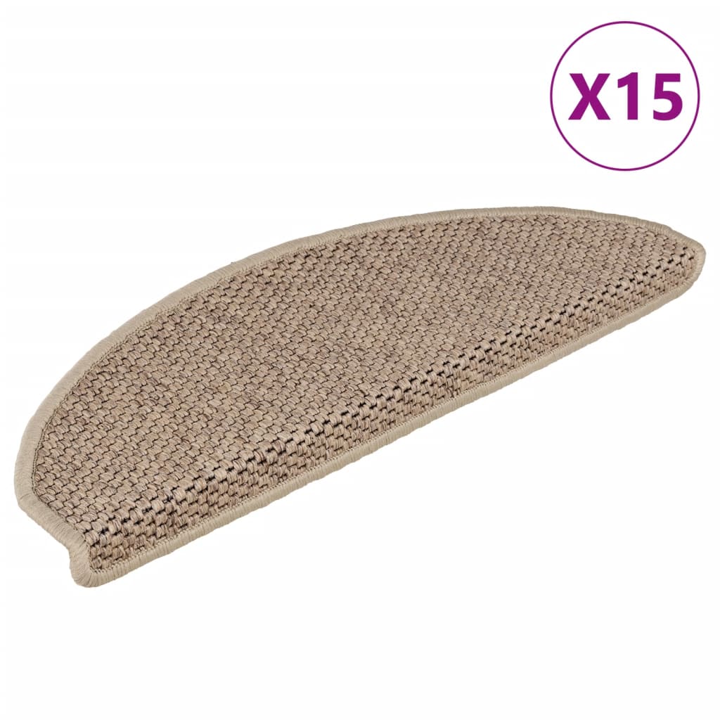 Vidaxl trapmatten zelfklevend 15 st sisal-look 65x21x4 cm zandkleurig