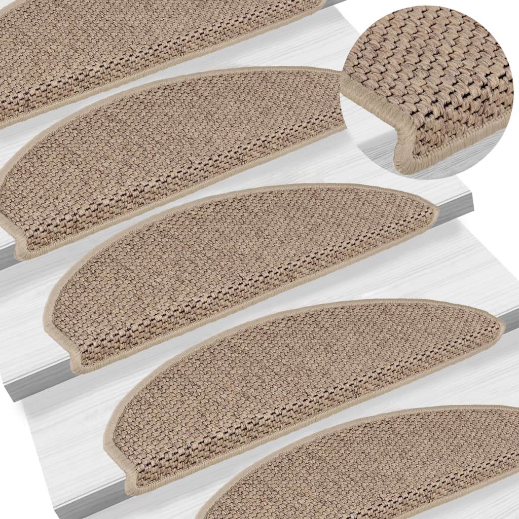 Vidaxl trapmatten zelfklevend 15 st sisal-look 65x21x4 cm zandkleurig