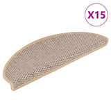 Vidaxl trapmatten zelfklevend 15 st sisal-look 65x21x4 cm lichtbeige