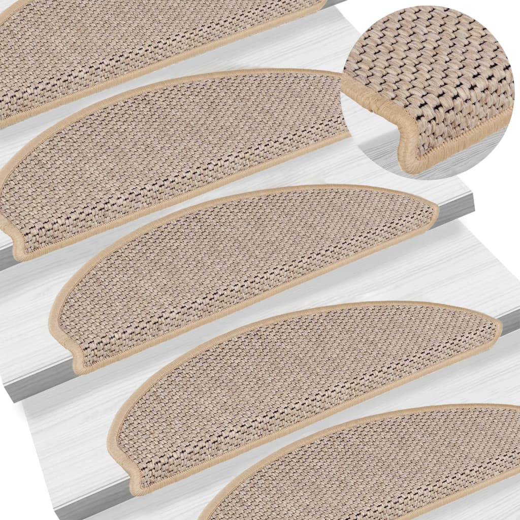 Vidaxl trapmatten zelfklevend 15 st sisal-look 65x21x4 cm lichtbeige