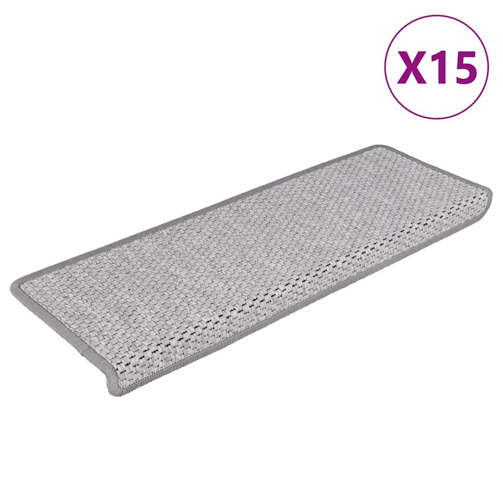 Vidaxl trapmatten zelfklevend 15 st sisal-look 65x21x4 cm platinakleur