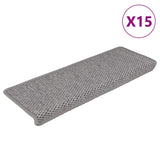 Vidaxl trapmatten zelfklevend 15 st sisal-look 65x21x4cm zilverkleurig