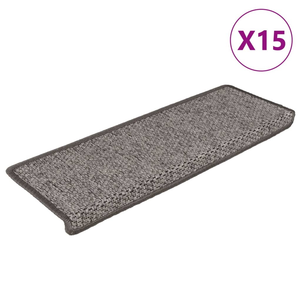 Vidaxl trapmatten zelfklevend 15st sisal-look 65x21x4cm grijs en beige