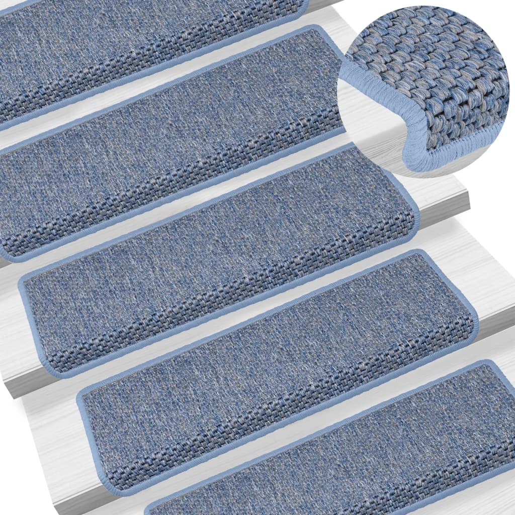 Vidaxl trapmatten zelfklevend 15 st sisal-look 65x21x4 cm blauw