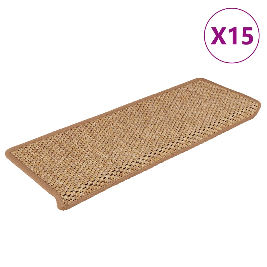 Vidaxl trapmatten zelfklevend 15 st sisal-look 65x21x4 cm oranje