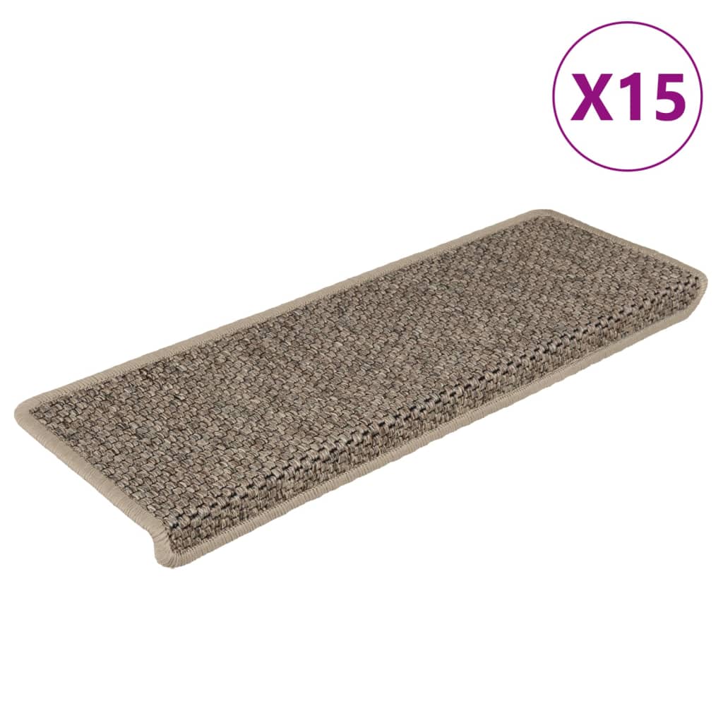 Vidaxl trapmatten zelfklevend 15 st sisal-look 65x21x4 cm donkerbeige