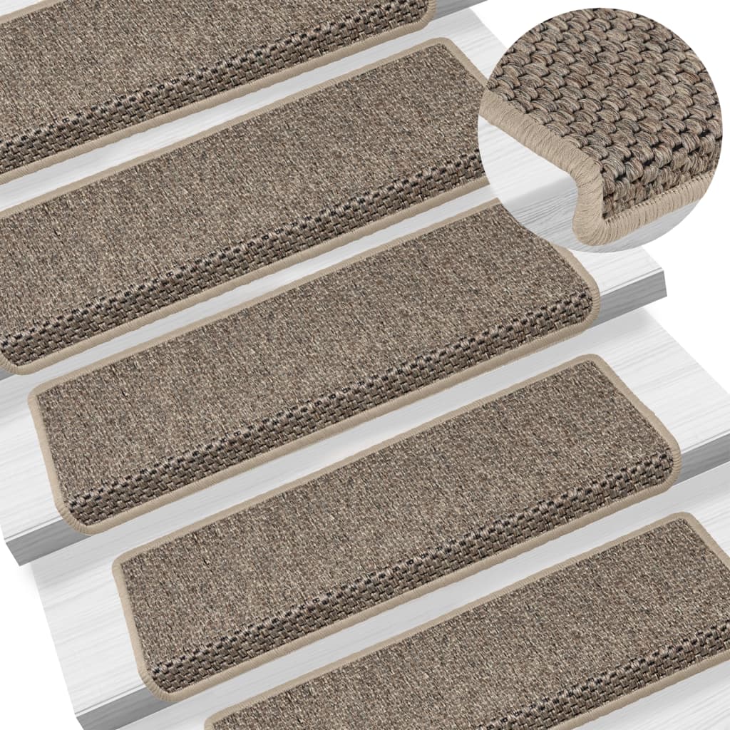 Vidaxl trapmatten zelfklevend 15 st sisal-look 65x21x4 cm donkerbeige