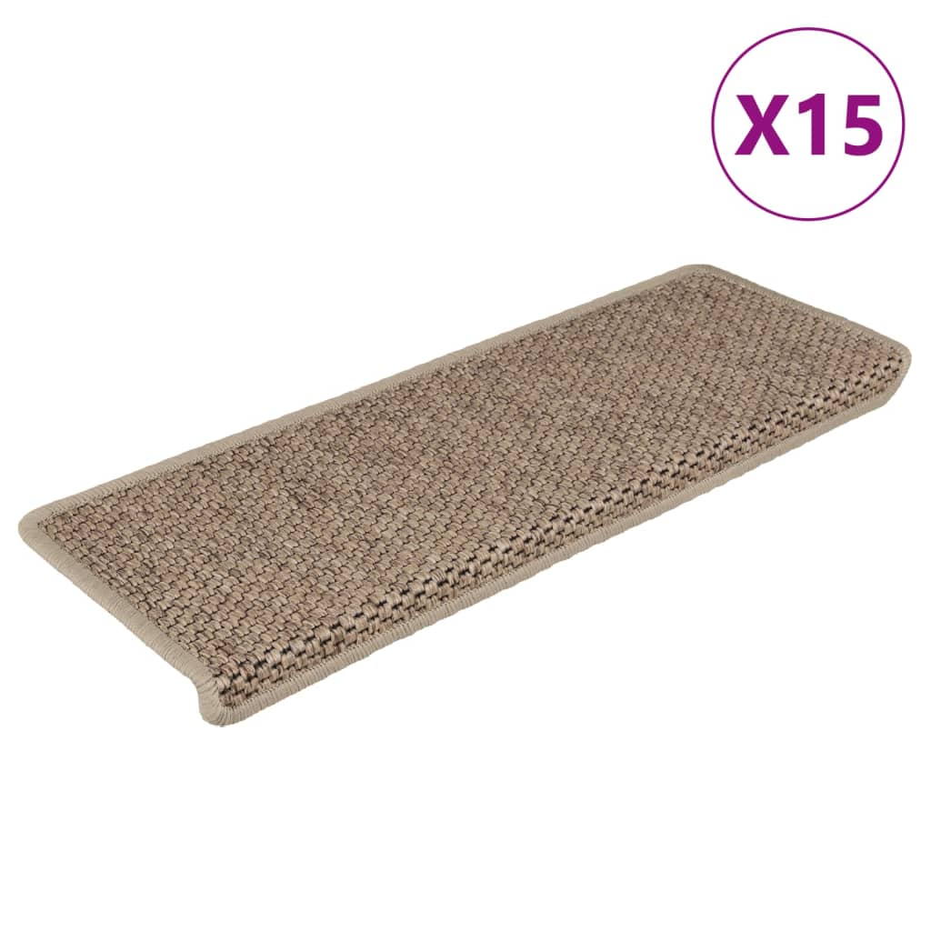 Vidaxl trapmatten zelfklevend 15 st sisal-look 65x21x4 cm zandkleurig