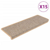 Vidaxl trapmatten zelfklevend 15 st sisal-look 65x21x4 cm lichtbeige