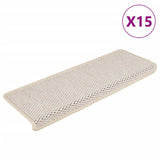 Vidaxl trapmatten zelfklevend 15 st sisal-look 65x21x4 cm crèmekleurig