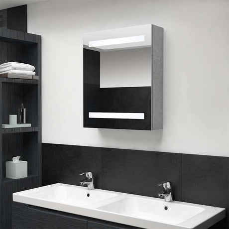 Vidaxl badkamerkast met spiegel en led 50x14x60 cm betongrijs