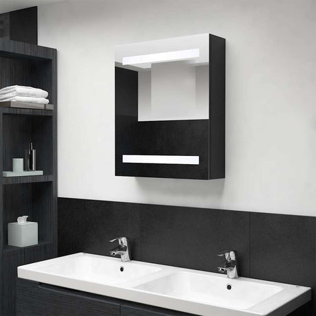 Vidaxl badkamerkast met spiegel en led 50x14x60 cm zwart