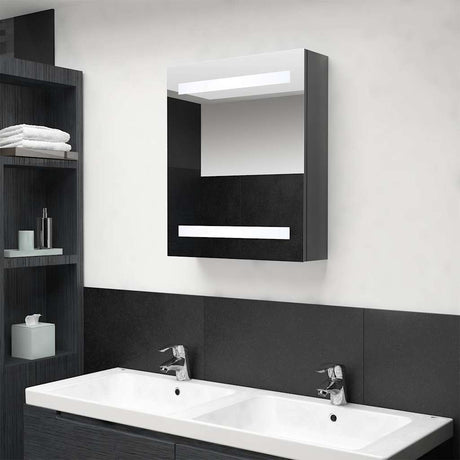 Vidaxl badkamerkast met spiegel led 50x14x60 cm glanzend grijs