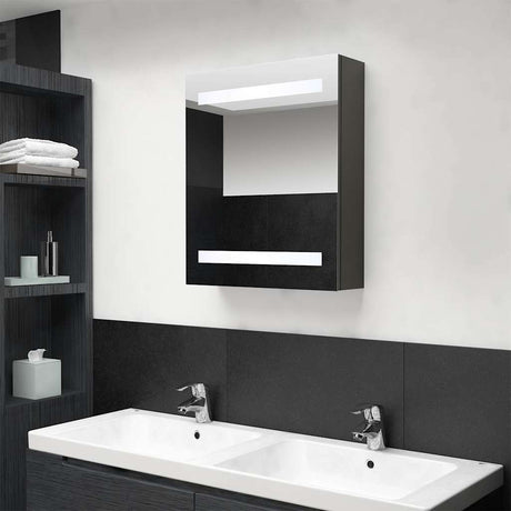 Vidaxl badkamerkast met spiegel en led 50x14x60 cm antracietkleurig