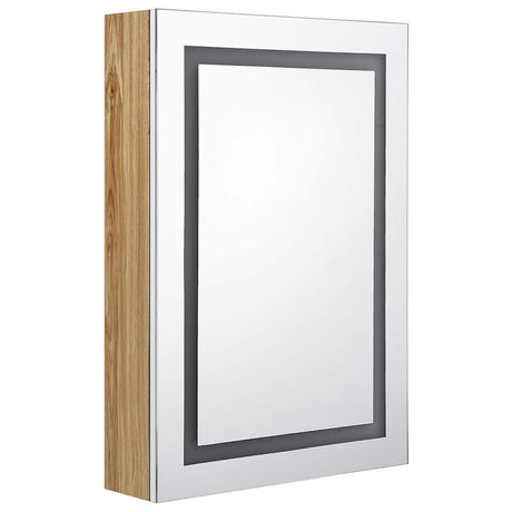 Vidaxl badkamerkast met spiegel en led 50x13x70 cm wit en eikenkleurig