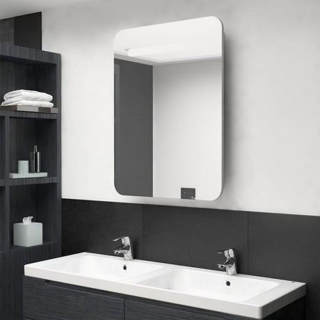 Vidaxl badkamerkast met spiegel en led 60x11x80 cm betongrijs