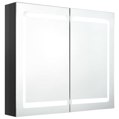 Vidaxl badkamerkast met spiegel en led 80x12x68 cm glanzend zwart