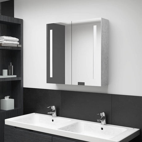 Vidaxl badkamerkast met spiegel en led 62x14x60 cm betongrijs