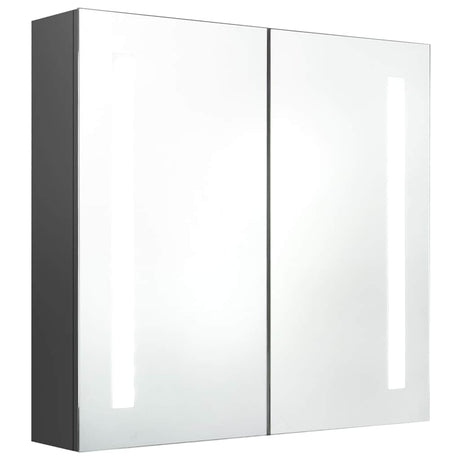 Vidaxl badkamerkast met spiegel en led 62x14x60 cm grijs