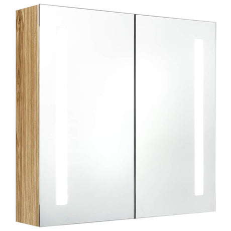 Vidaxl badkamerkast met spiegel en led 62x14x60 cm eikenkleurig